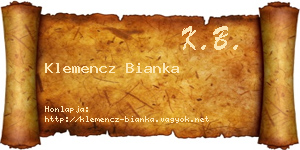 Klemencz Bianka névjegykártya